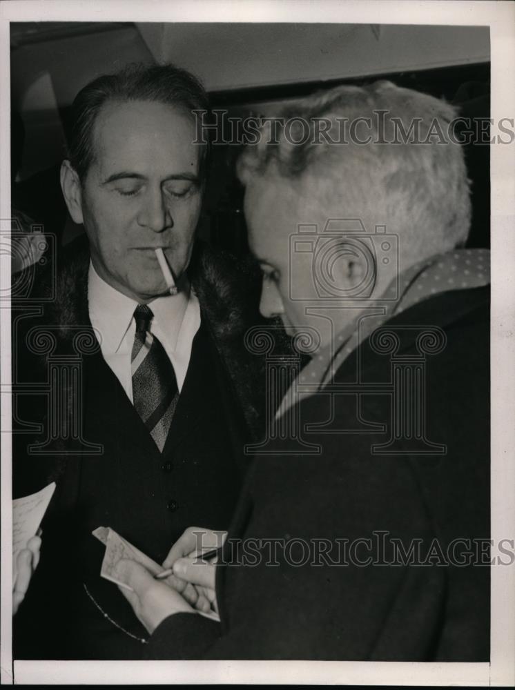 1939 Press Photo Jersey City, NJ Brazilian Foreign Minister Dr Oswaldo Aranha - Historic Images