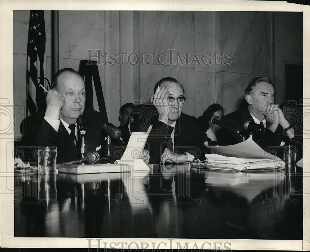 1954 Press Photo D.C. Sen Karl Mundt,John McClellan, Stuart Symington - Historic Images