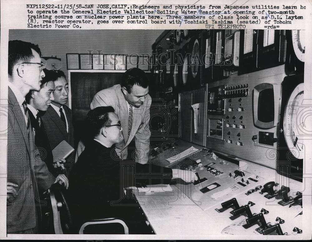 1958 Press Photo San Jose, Cal. GE Water Reactor.DL Layton, T Yashima - Historic Images