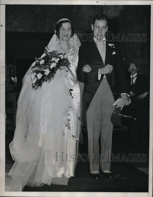1933 Press Photo NYC wedding of Sybil Whifham & Robert Young - Historic Images