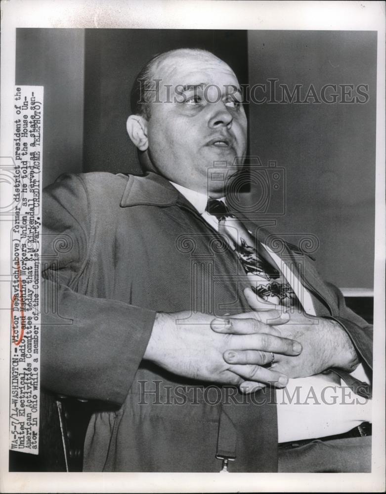 1950 Press Photo Wash.D.C. Victor Dedavitch of UER&amp;MW union - Historic Images