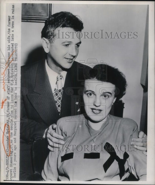 1950 Press Photo Alexander Nyiratti Former AF Staff Sergeant & Wife Margaret - Historic Images