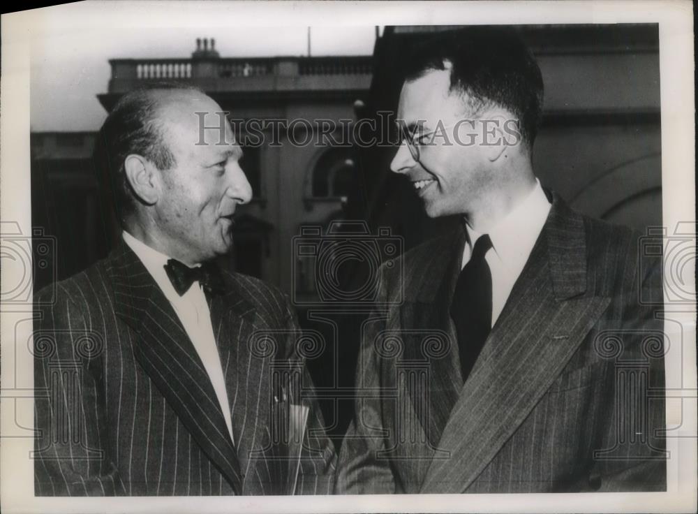 1948 Press Photo David Lilienthal &amp; Carroll Wilson of Atomic Energy Commission - Historic Images