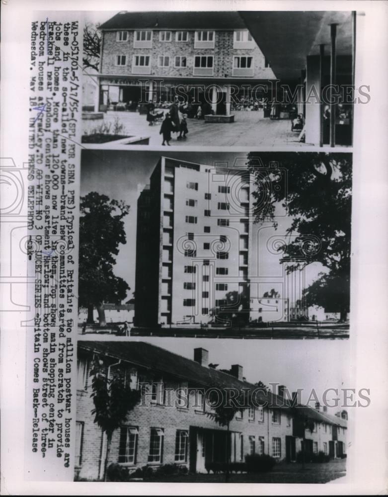 1955 Press Photo Post war housing communities in England - Historic Images