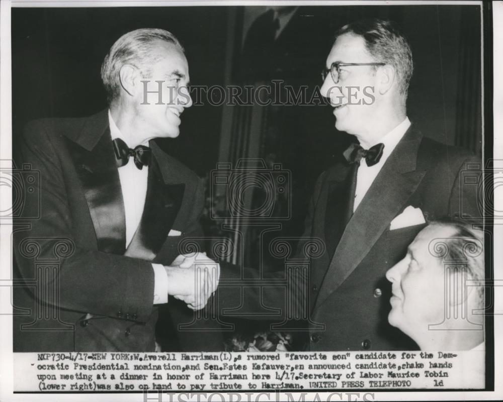 1952 Press Photo W. Averell Harriman with Sen. Estes Kefauver - Historic Images