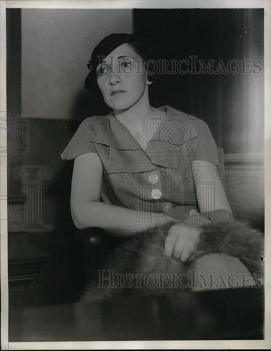 1934 Press Photo Mrs. Pearl Owings ON The Witness Stand As She Testifies - Historic Images