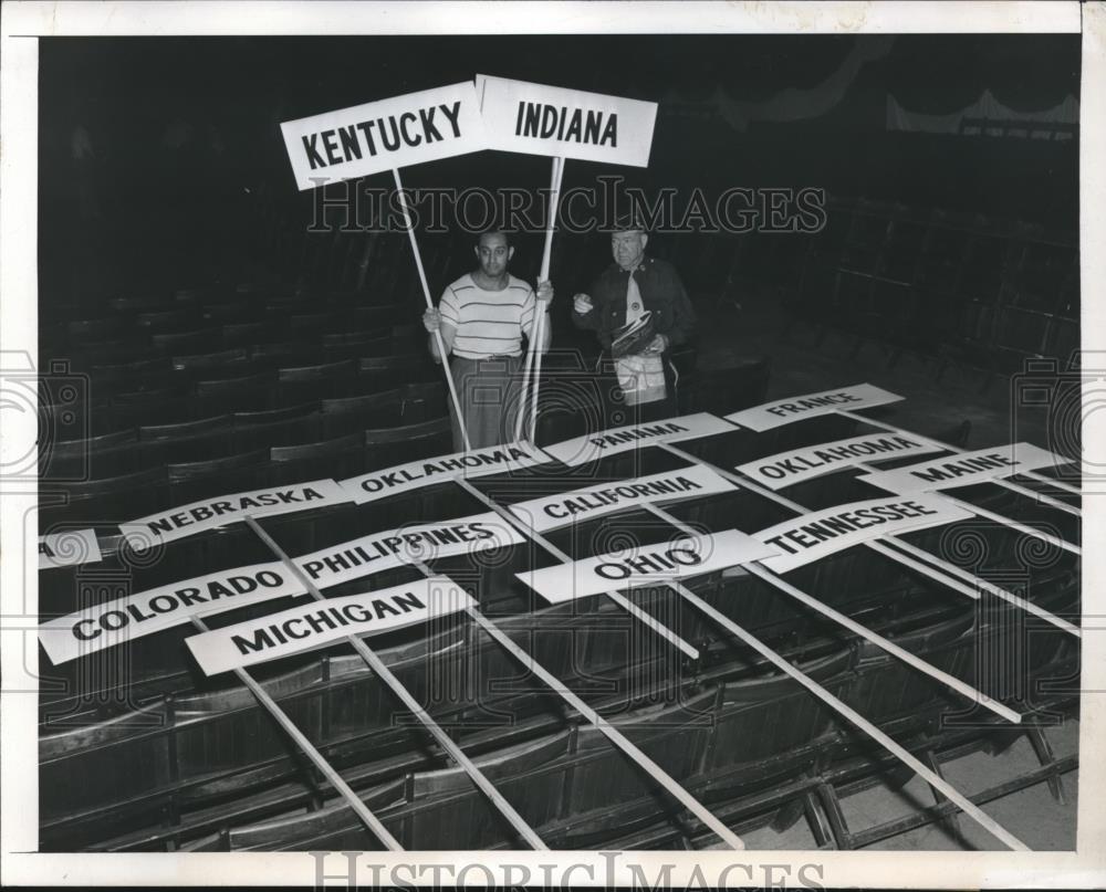 1947 Press Photo Legionnaire John Burke, Jack Sobel, in Madison Square Garden - Historic Images