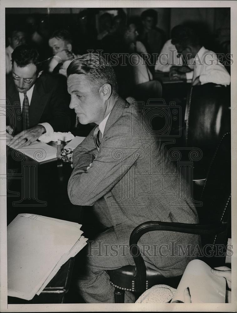 1934 Press Photo J.S. Allard, Pres Curtiss Wright Corp of NY at Senate probe - Historic Images