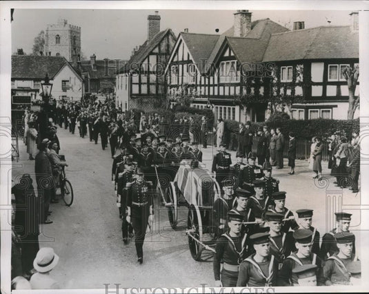 1938 Press Photo England's King & Duke of Kent at funeral of Marwuess of Milford - Historic Images
