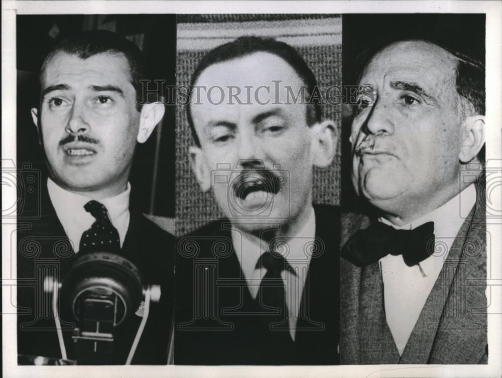 1945 Press Photo Gustavo Chacon, Alberto Lleras Camargo, Manuel Gallagher - Historic Images