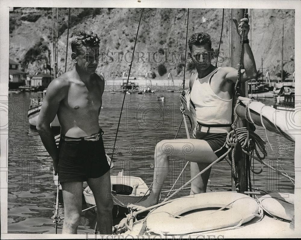 1933 Press Photo Gunter Schramm Walter Olsohn Catalina Island Boat Yacht - Historic Images