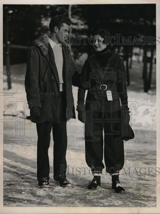 1932 Press Photo RR Adam & Mary Ann Roth at Dartmouth Winter Carnival - Historic Images