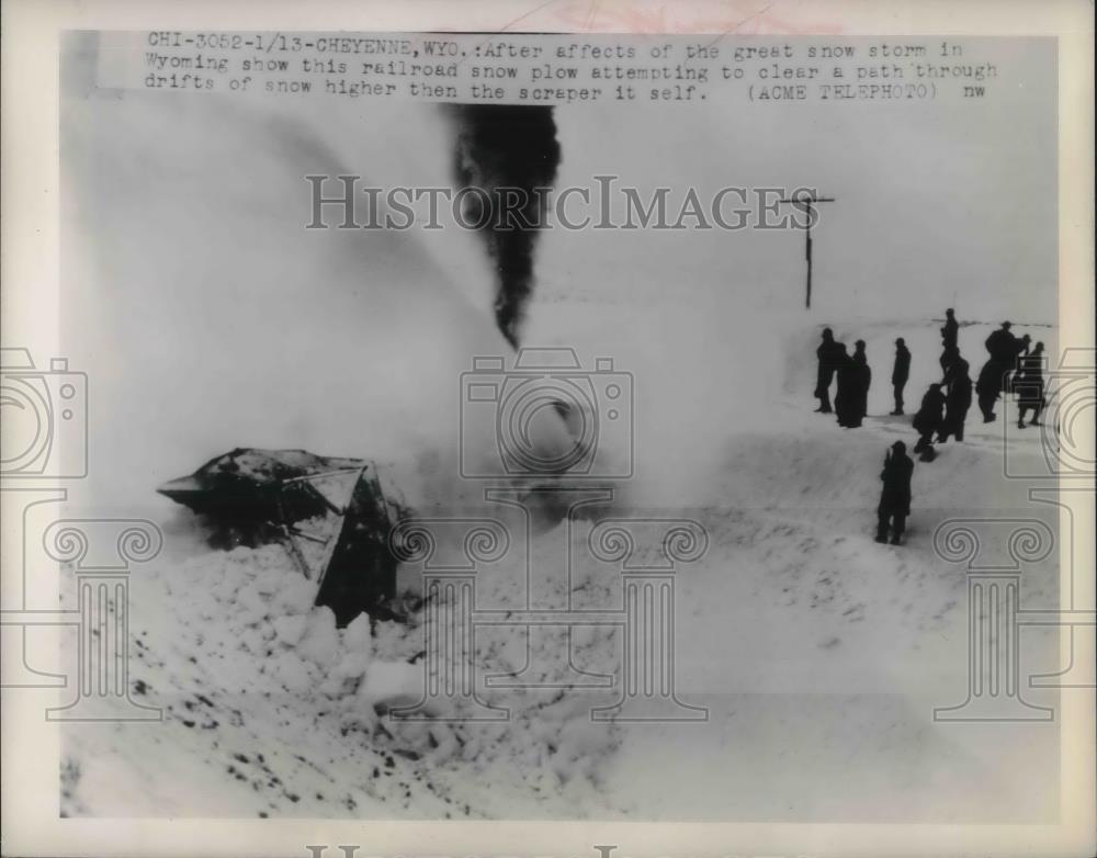 1949 Press Photo After affects of the great snow storm in Wyoming - Historic Images