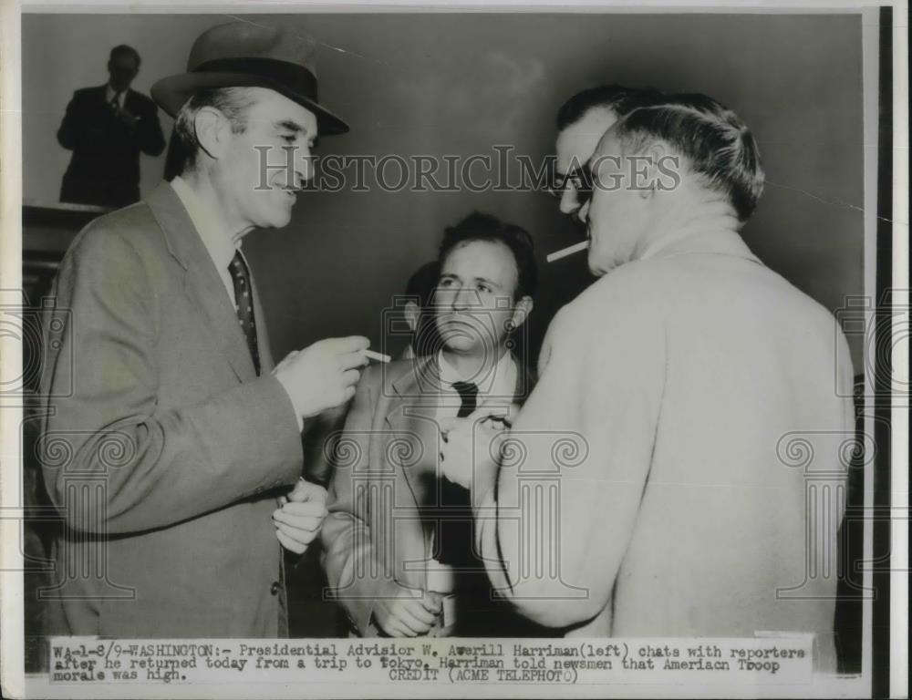 1950 Press Photo Pres. advisor Averell Harriman, & reporters in Wash.D.C. - Historic Images