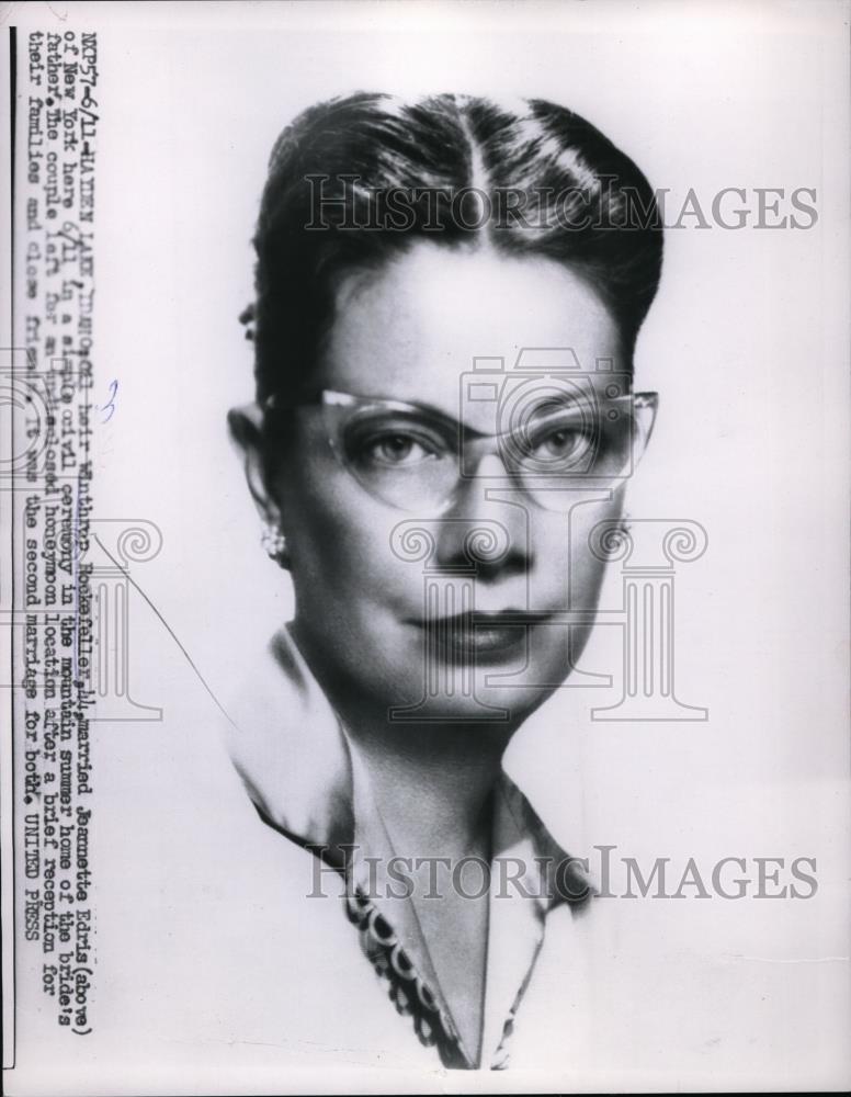 1956 Press Photo Jeanette Edris marries Winthrop Rockefeller in a ceremony in - Historic Images