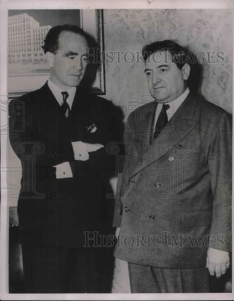 1937 Press Photo Governor Frank Murphy with Federal Conciliation James F. Dewey - Historic Images