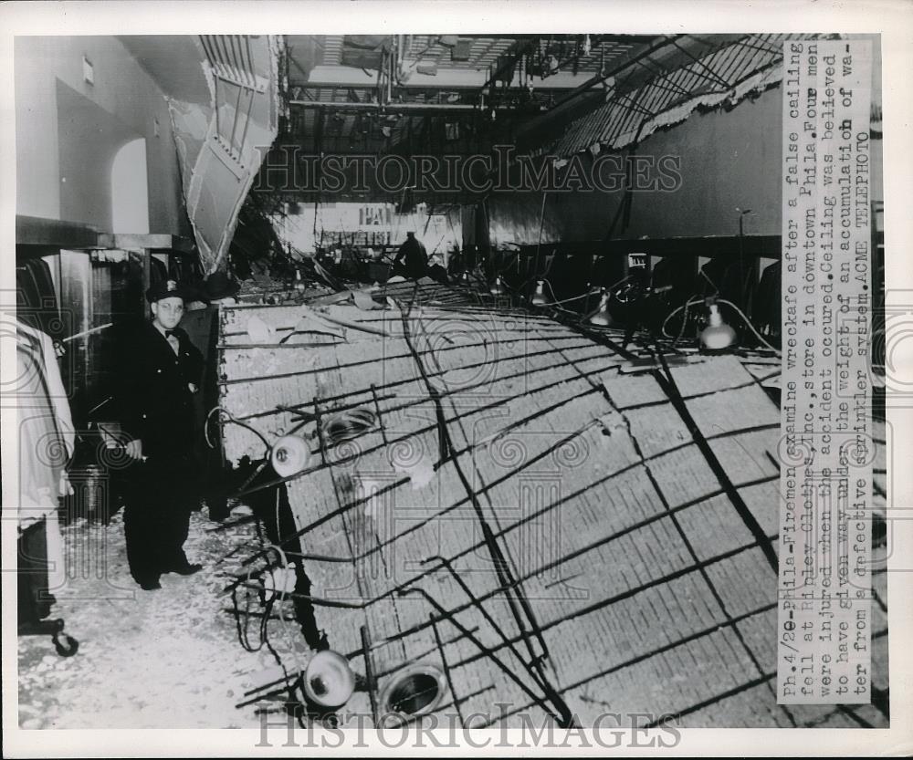 1949 Press Photo Philadelphia, Pa. wreckage at Ripley Clothes Inc from collapse - Historic Images