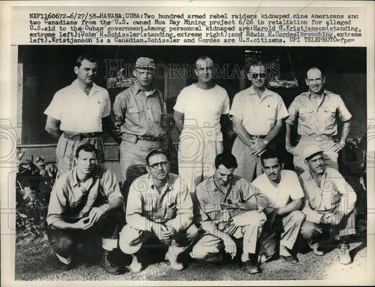 1958 Press Photo Cuban Rebels Kidnapped Nine Americans & Two Canadians - Historic Images