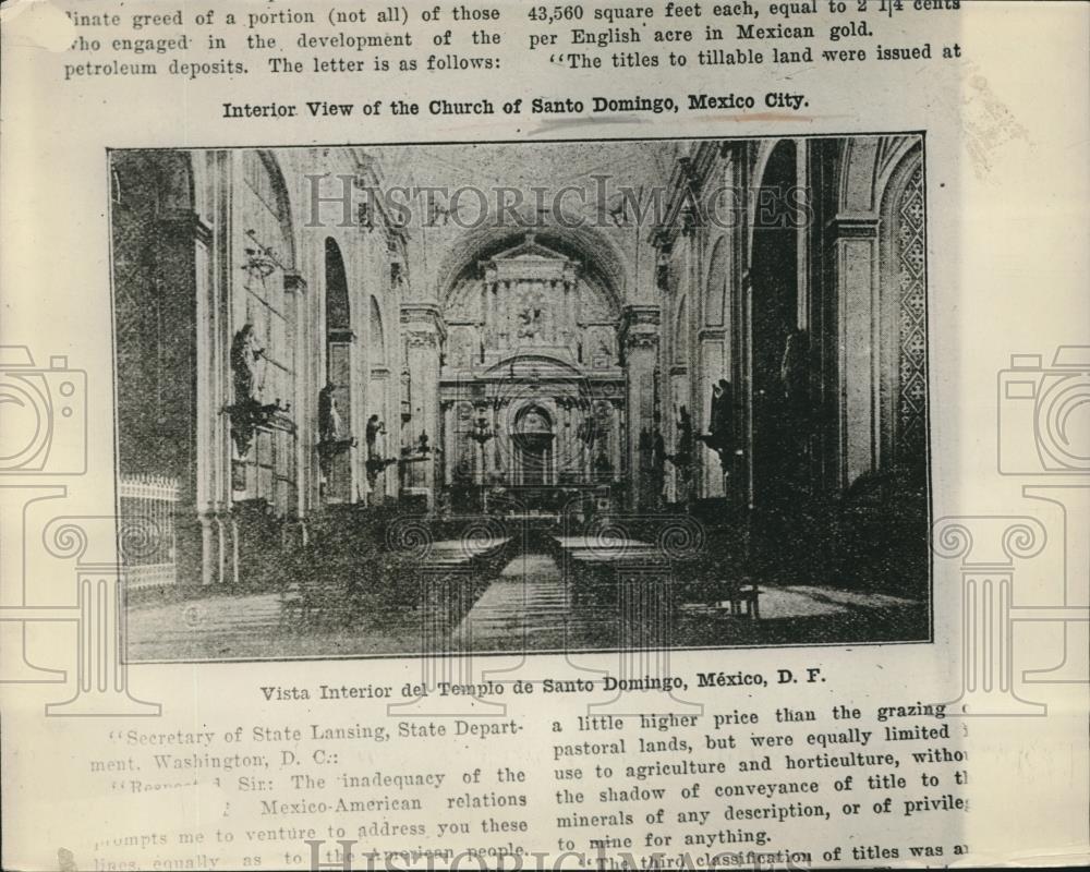 1926 Press Photo Interior View of Church of Santo Domingo, Mexico City - Historic Images