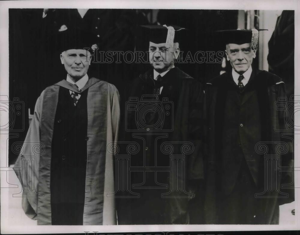 1937 Press Photo Cornell Univ, Dr J G Sherman,Dr L Farrand, Dr EE Day - Historic Images