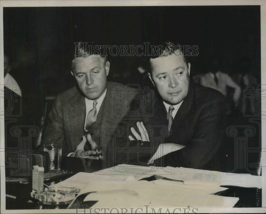 1934 Press Photo J.S. Allard & C.W. Webster of Curtiss-Wright Export Corp. - Historic Images