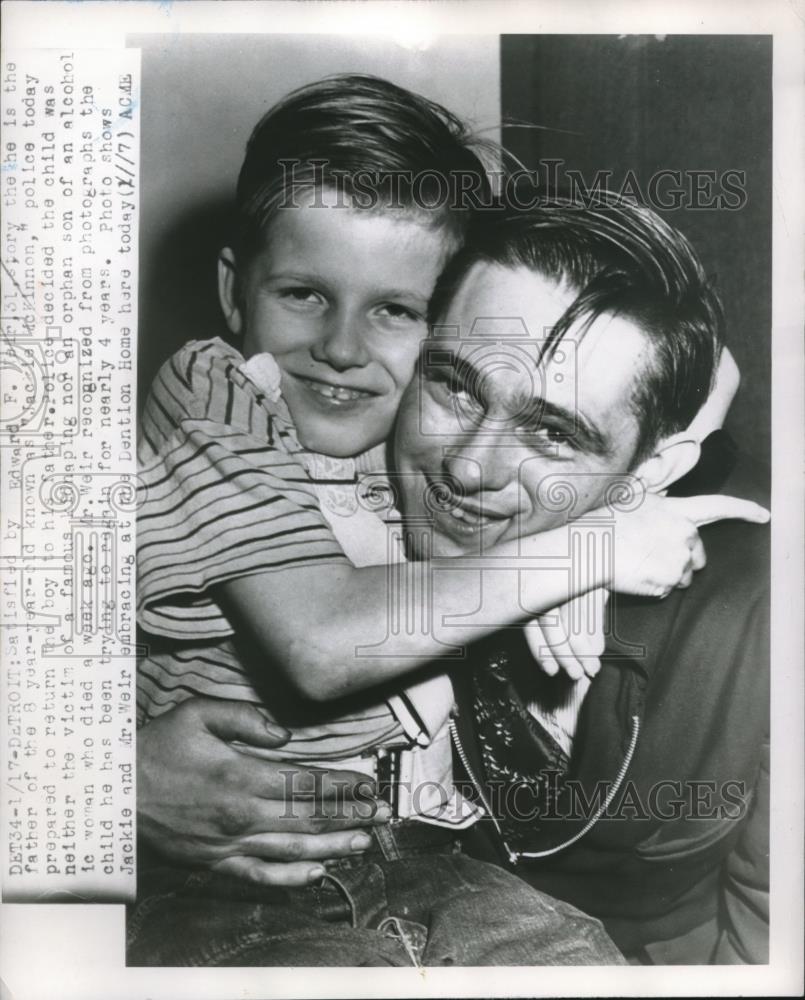 1951 Press Photo Detroit, Mich Edward Mear &amp; son Jackie McKinnon - Historic Images