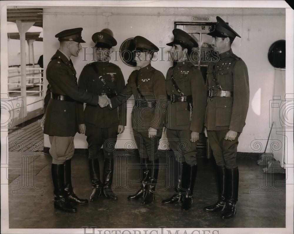 1938 Press Photo NYC, Maj C Davis, Kt R Cordova,Maj C Alfonso,Lt Perez,Tamayo - Historic Images