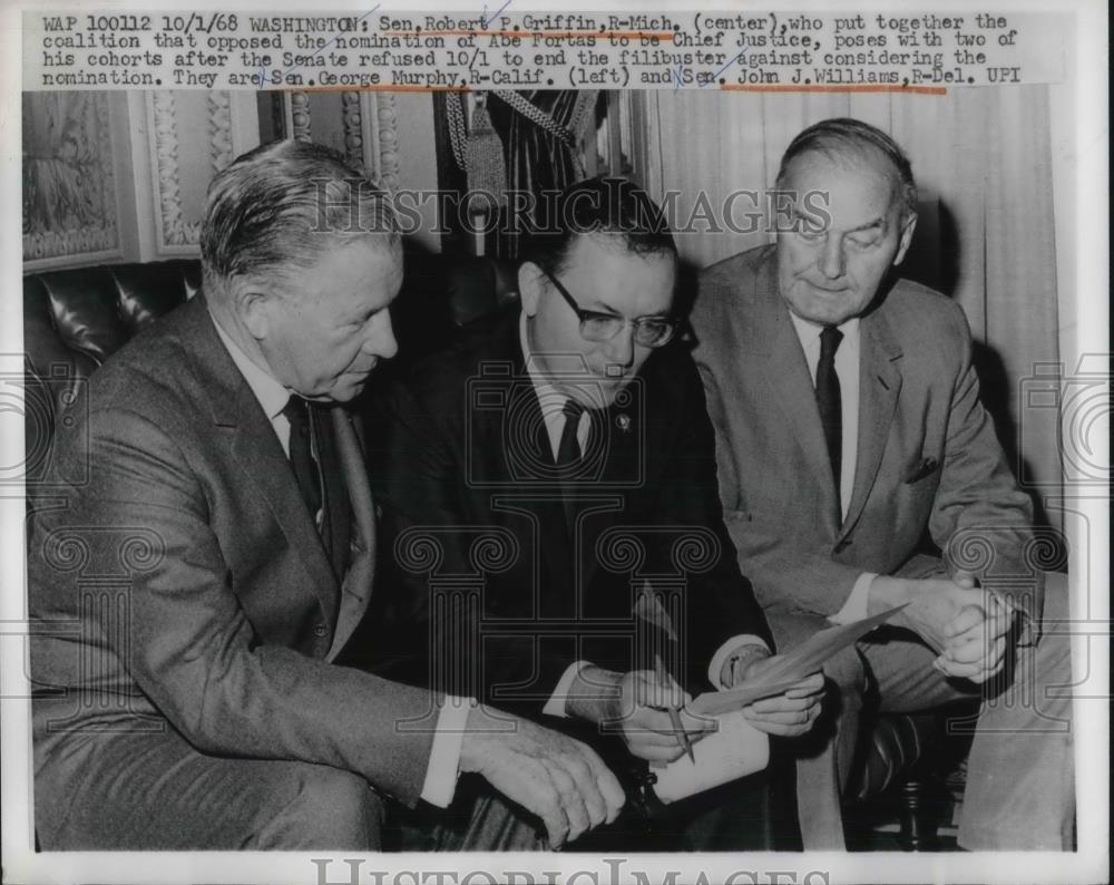 1968 Press Photo D.C. Sen Rbt Griffin of Mich,Sen G Murphy,Cal.Sen.Williams,Del - Historic Images