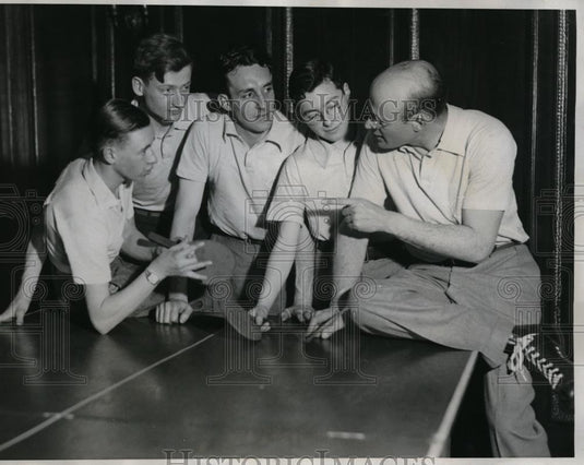 1934 Press Photo Chicago's team in Natl Ping Pong match. Condy,Trouty,Ratclife - Historic Images