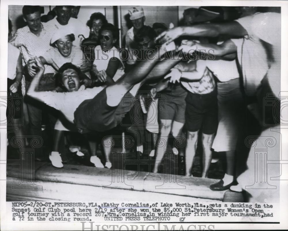 1936 Press Photo Kathy Cornelius Of Lake Worth, FL Gets Dunked - Historic Images