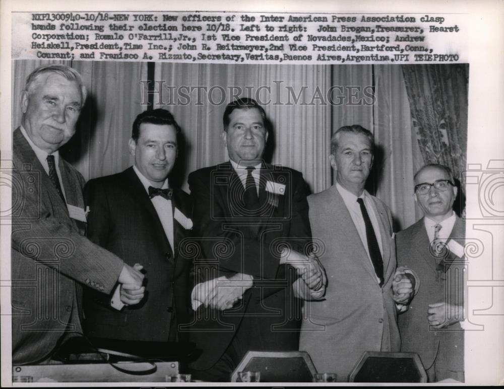 1961 Press Photo NYC, Inter Amer, Press Assn, Brogan,O&#39;Farrill Jr,Heiskell, - Historic Images