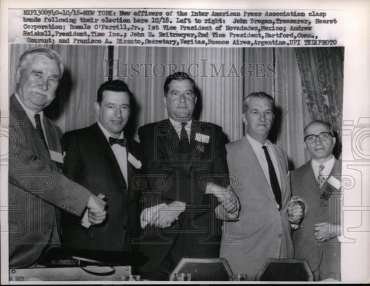 1961 Press Photo NYC, Inter Amer, Press Assn, Brogan,O'Farrill Jr,Heiskell, - Historic Images