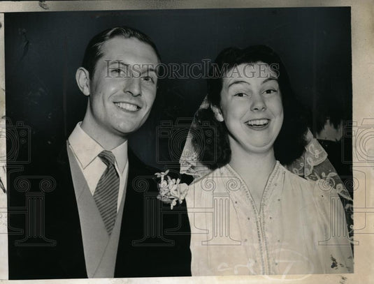 1941 Press Photo Mr & Mrs Edward Proctor at Dedham, Mass, wedding - Historic Images