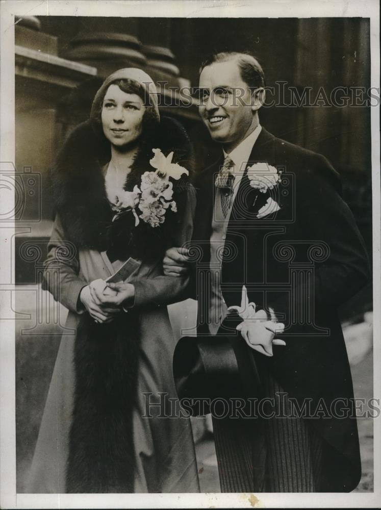 1934 Press Photo Lady Adrian Baillee and husband (she lost 500K gambling) - Historic Images
