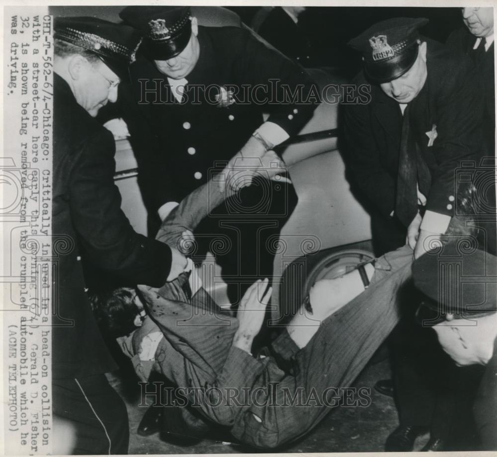 1948 Press Photo Gerald D Fisher Chicago Illinois Automobile Accident - Historic Images