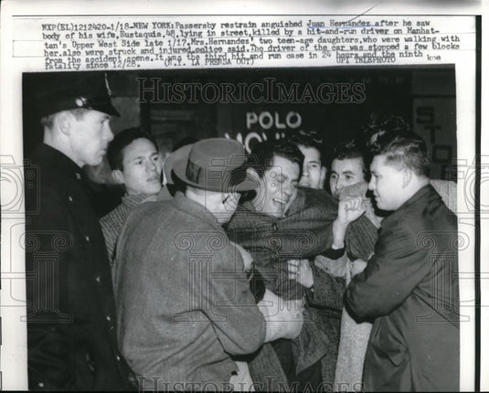 1960 Press Photo Juan Hernanadez After Wife Killed in Hit and Run in New York - Historic Images