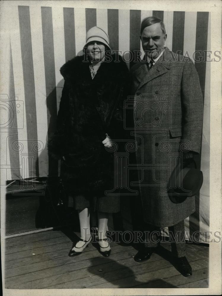 1926 Press Photo Mr & Mrs Fletcher, inventor of the Roto Ship, on the deck - Historic Images