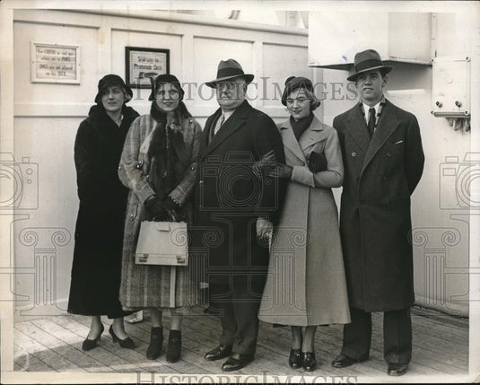 1932 Press Photo Passengers Mrs TH Mehl & Mr & Mrs R Stanley Dollar & Family - Historic Images
