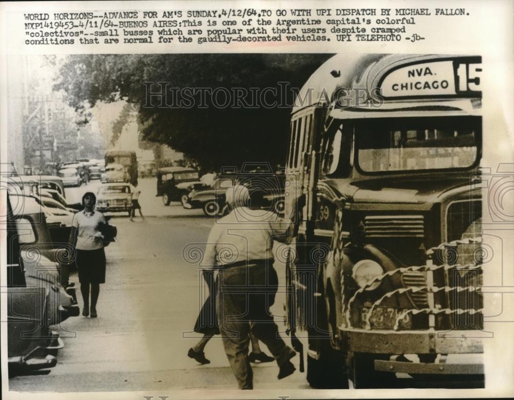 1964 Press Photo Buenos Aires Argentina Bus System - neb64861 - Historic Images