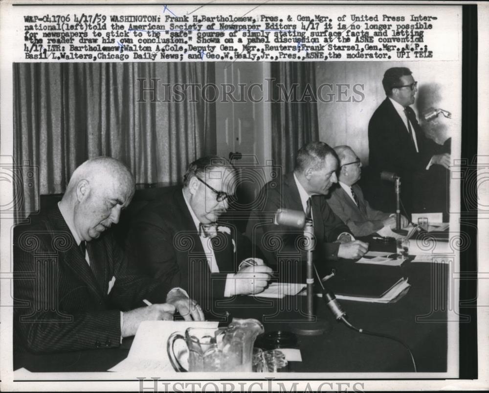 1959 Press Photo Frank Bartholomew Addresses Meeting Of American Society - Historic Images