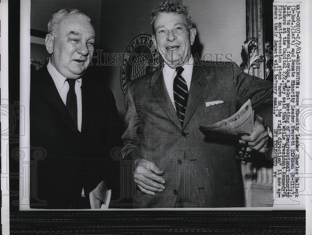 1961 Press Photo House Minority Leader Charles Halleck Seenate Everett Dirksen - Historic Images