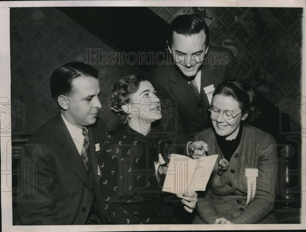 1935 Press Photo NY Delegates at Young Rep. Conv, ED Leet,MJ Eaton,WJ Mohoney - Historic Images