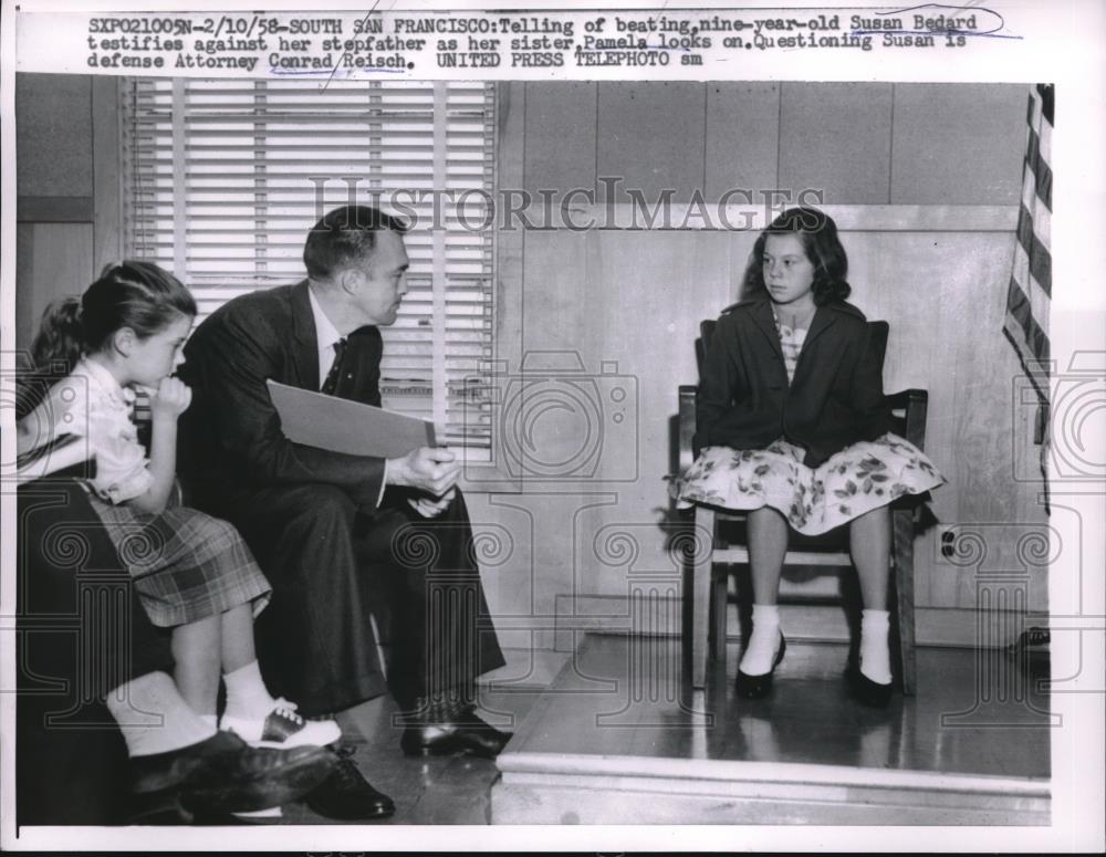 1958 Press Photo San Francisco, Susan testifies vs her stepdad in court - Historic Images