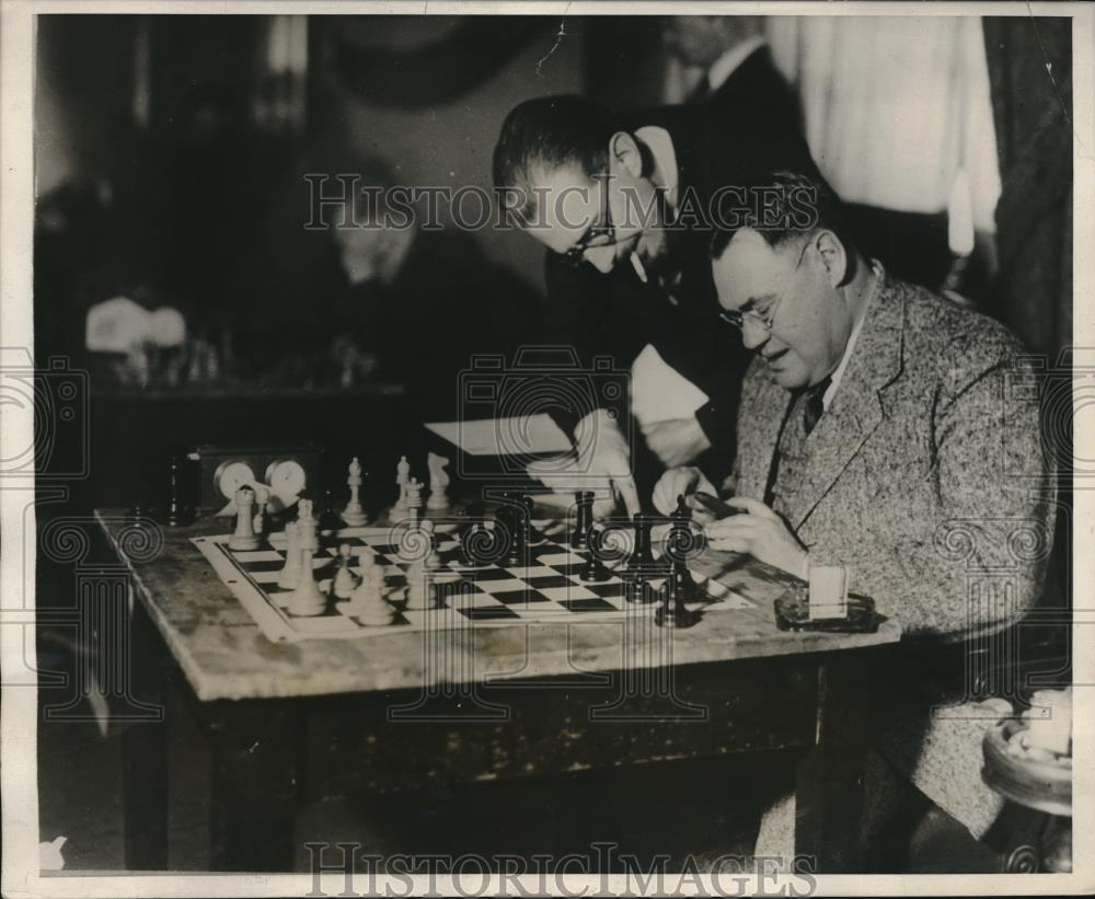 1931 Press Photo Intl Chess match ST Sharp & British & US players - neb61615 - Historic Images