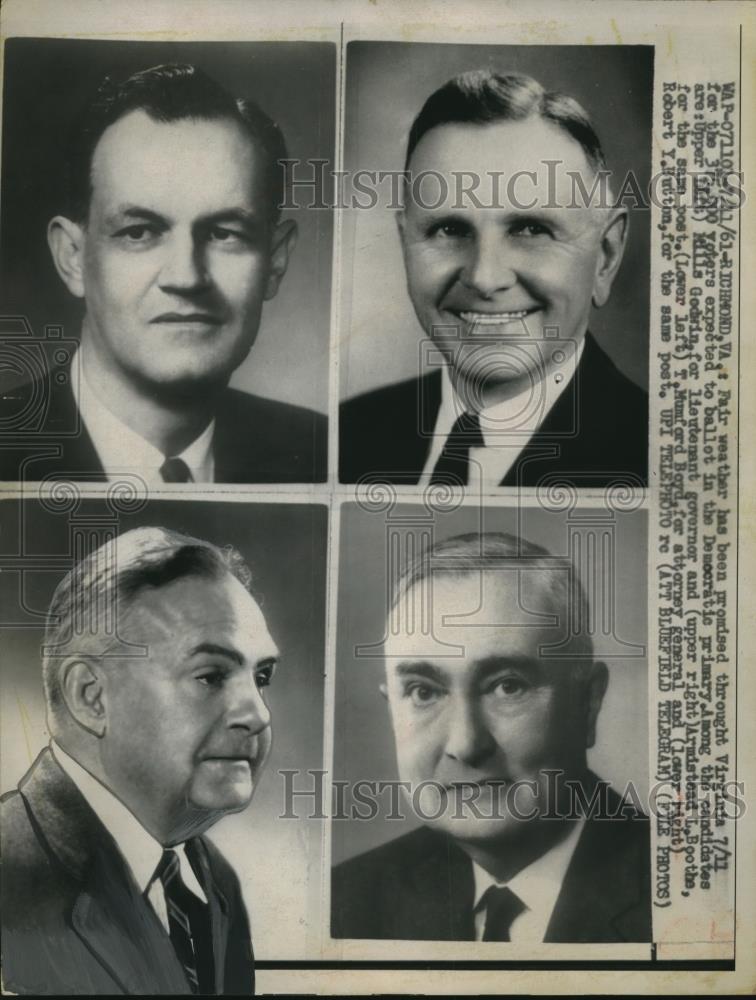 1961 Press Photo Mills Godwin, A. Boothe, T. Mumford Boyd, R. Button - Historic Images