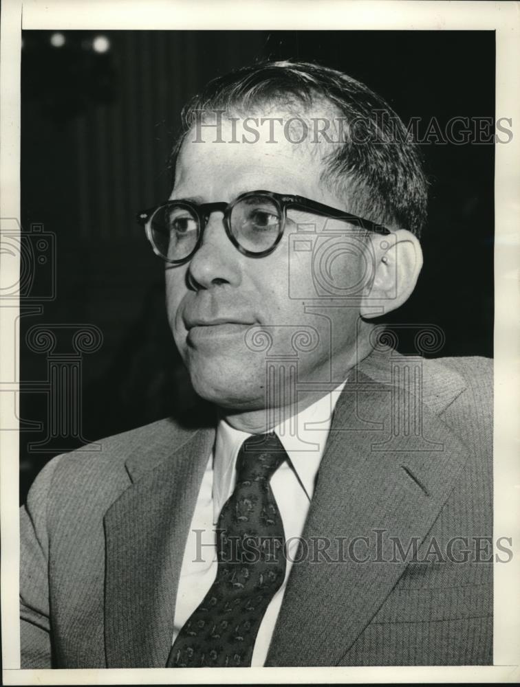 1956 Press Photo Unidentified Man in Suit Wearing Glasses - neb65759 - Historic Images