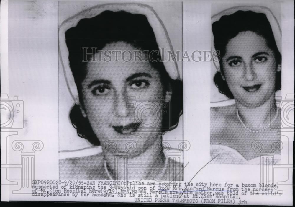 1955 Press Photo San Francisco, Mrs Sanford Marcus, suspected kidnapper - Historic Images