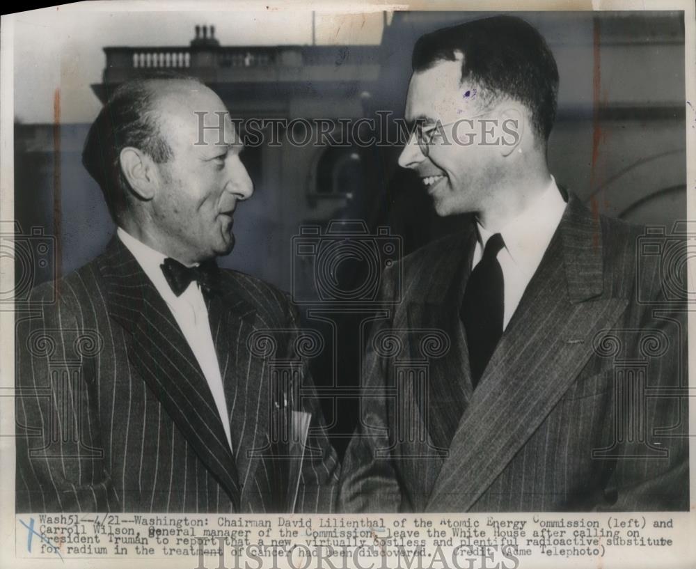 1948 Press Photo Atomic Energy Commission David Lilienthal and Carroll Wilson. - Historic Images