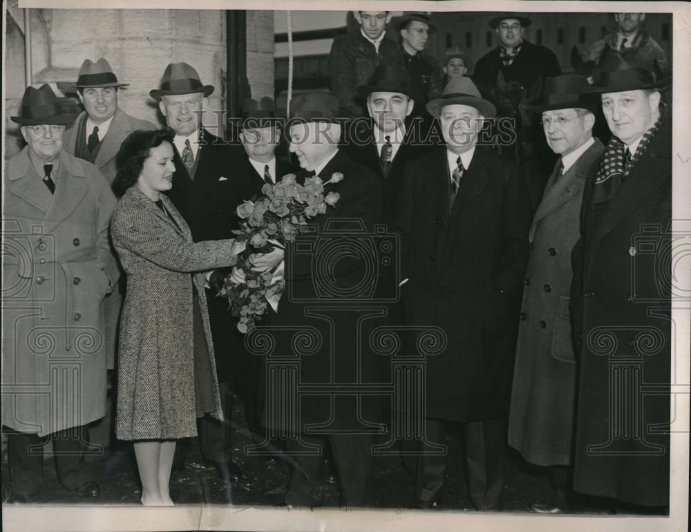 1940 Press Photo Chicago, Union Stock Yards chairman Art Leonard, Davidson,Ricem - Historic Images