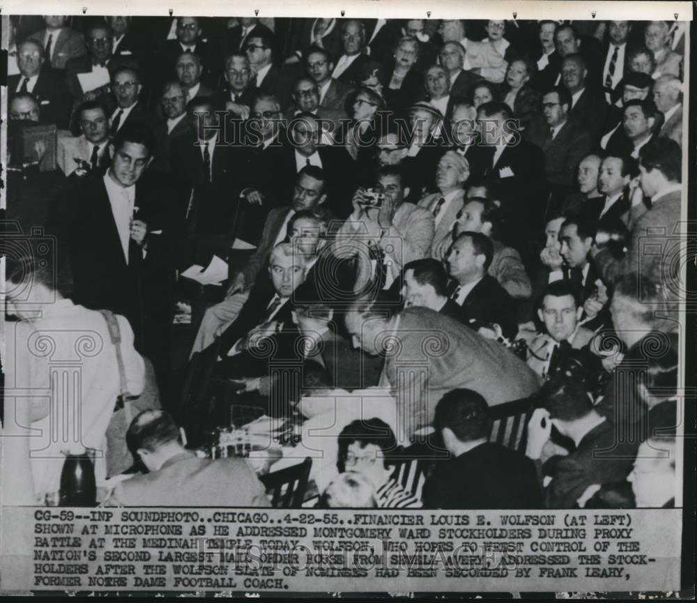 1955 Press Photo Chicago, IllFinancier LE Wolfson &amp; Montgomery Ward stockholders - Historic Images